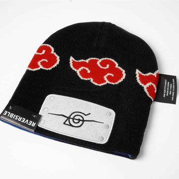 Naruto Shippuden Konoha Symbol and Akatsuki Reversible Beanie - BUCKET POPCORN